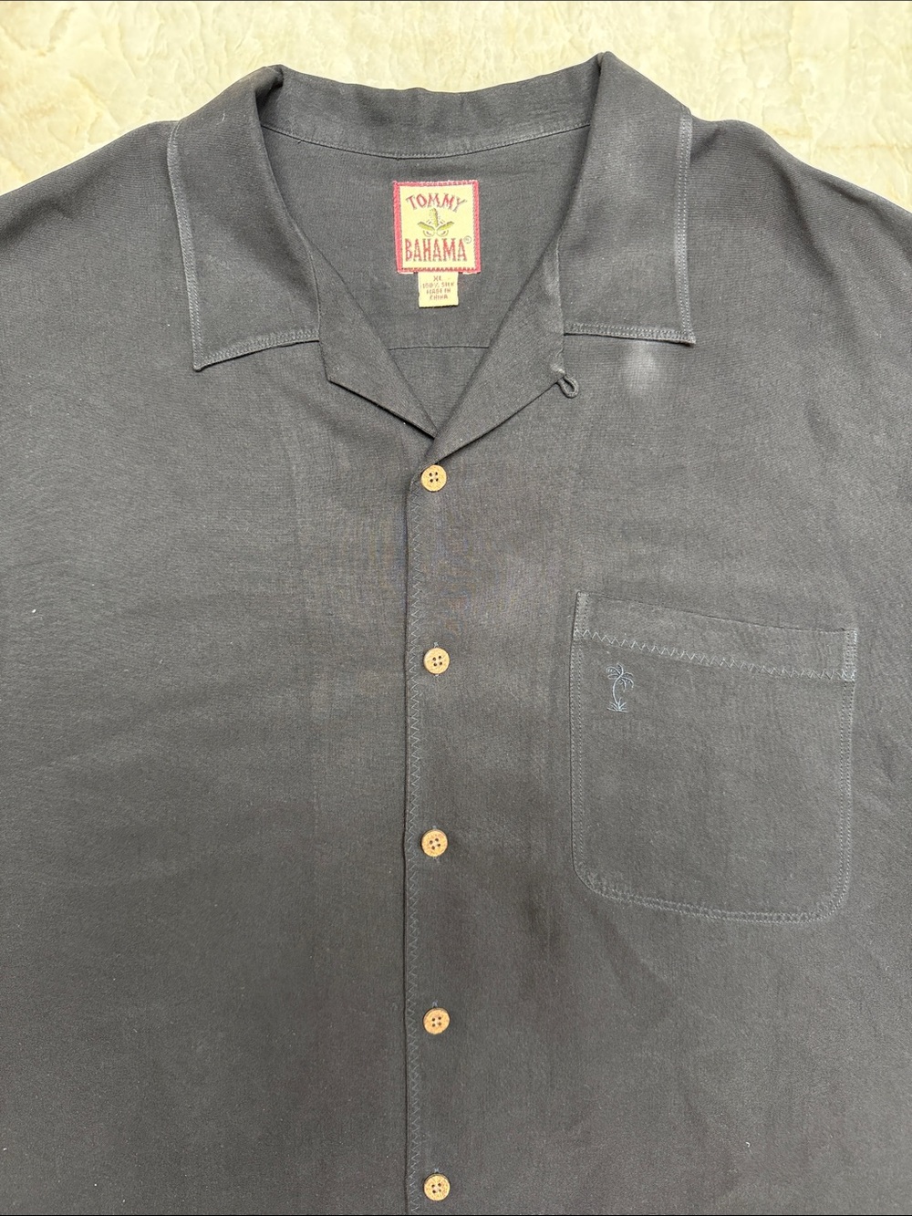 Tommy Bahama Men’s Black Short-Sleeve Camp Shirt